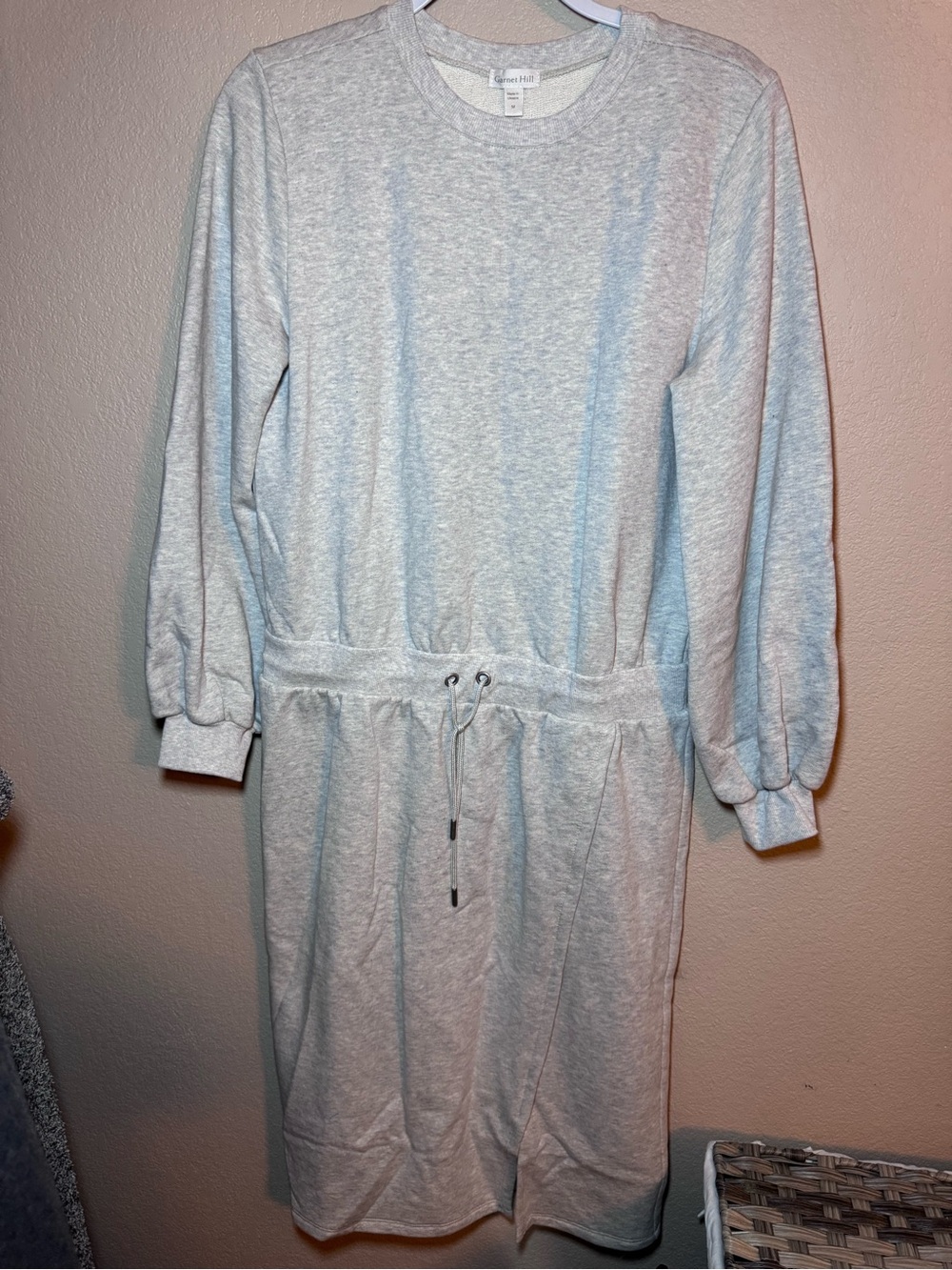 Garnet Hill Light Heather Grey Crewneck Sweatshirt Dress